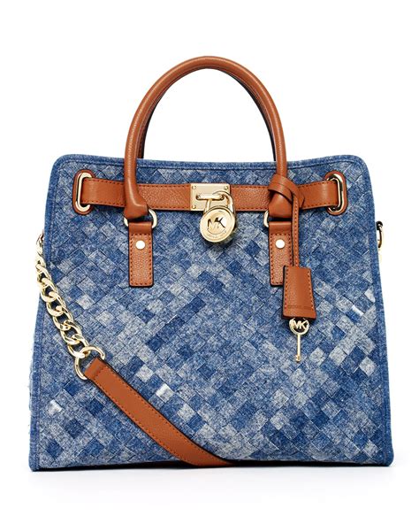 pale blue large michael kors purse|michael kors blue denim purse.